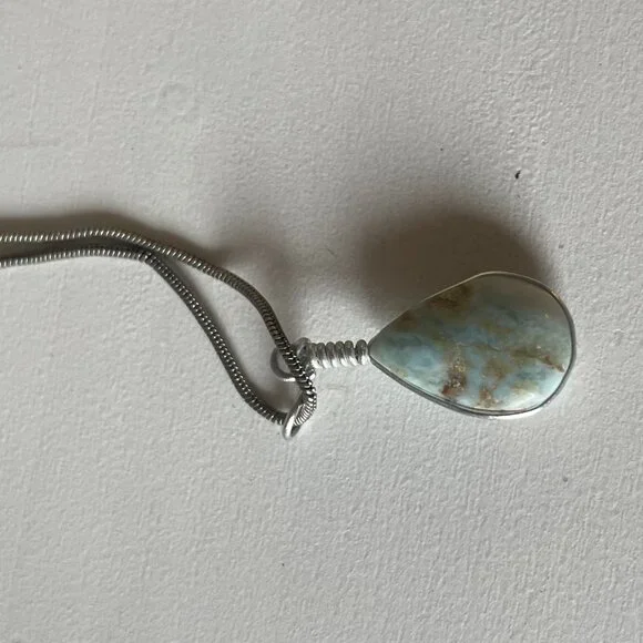 Larimar Pendant Necklace on Silver Chain - Picture 7 of 8